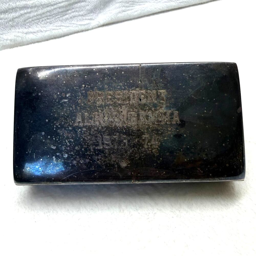 EPCA Poole Silver Co 1899 Wood Lined Cigar Box‎ Hinged Lid Trinket Jewelry